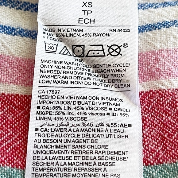 Old Navy V-Neck Sleeveless Striped Linen Blend Button Front Dress XS - Picture 9 of 9